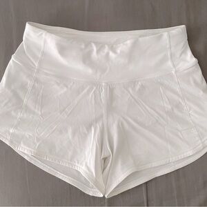 White Lululemon Speed Up Shorts